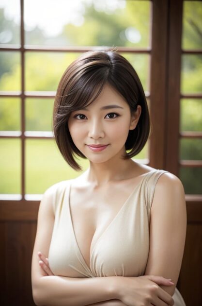 胸の前で腕組みしてる巨乳熟女の画像、AI画像03