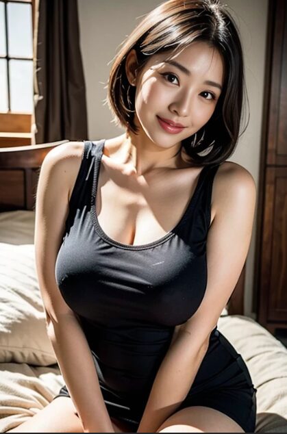 タンクトップを着た巨乳熟女の画像、AI画像08