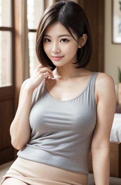 タンクトップを着た巨乳熟女の画像、AI画像27