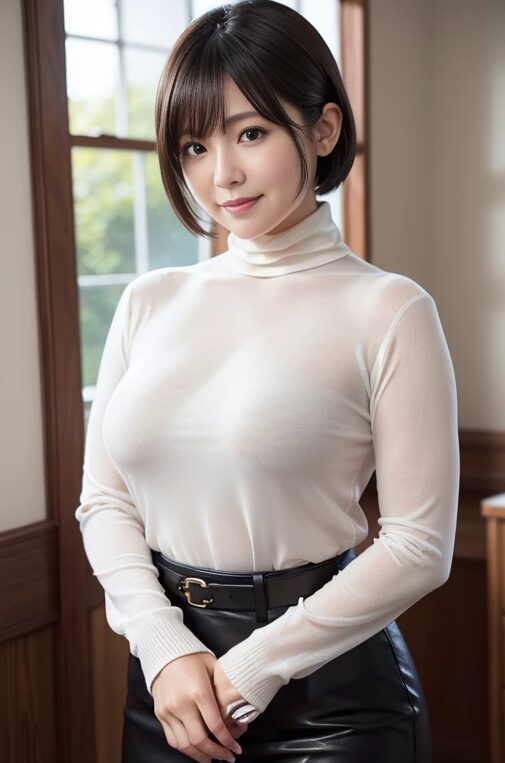 巨乳人妻さんにぴちぴちのシャツを着てもらった【AI画像】27