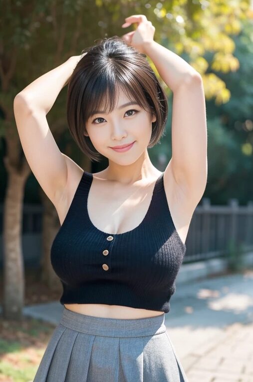 巨乳人妻にニットのタンクトップを着てもらった【AI画像】06