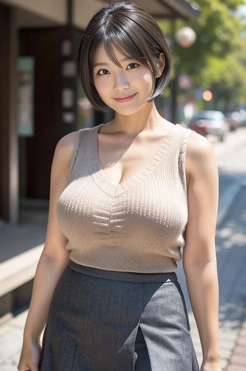 巨乳人妻にニットのタンクトップを着てもらった【AI画像】08