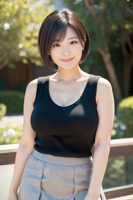 巨乳人妻にニットのタンクトップを着てもらった【AI画像】16
