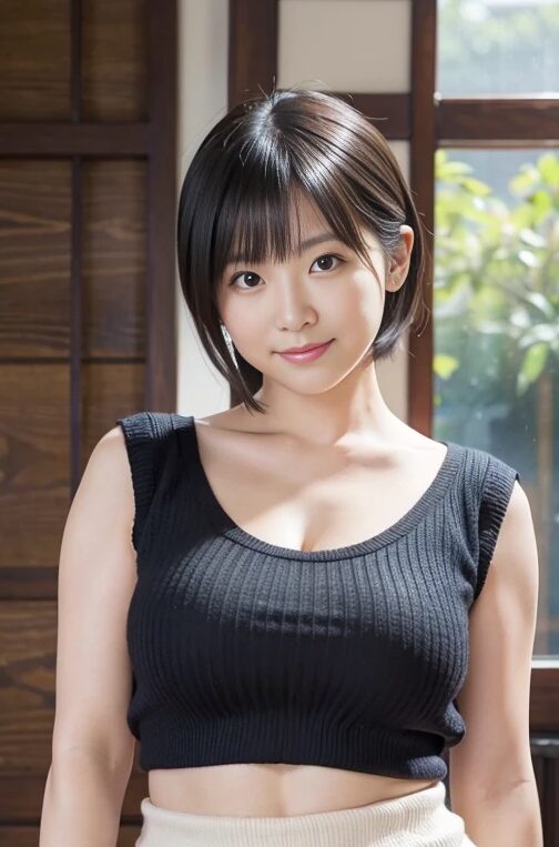 巨乳人妻にニットのタンクトップを着てもらった【AI画像】26