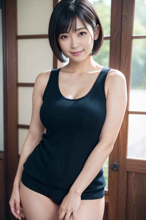 巨乳人妻にニットのタンクトップを着てもらった【AI画像】47
