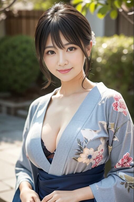 巨乳人妻に浴衣を着てもらった【AI画像】11
