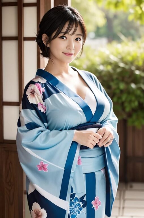 巨乳人妻に浴衣を着てもらった【AI画像】50
