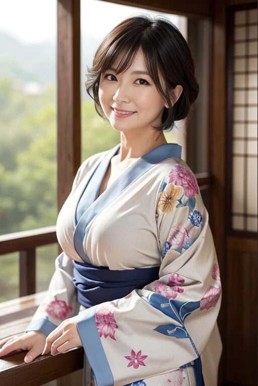 巨乳人妻に浴衣を着てもらった【AI画像】56