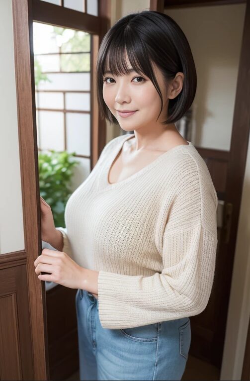 巨乳人妻熟女の普段着姿【AI画像】14