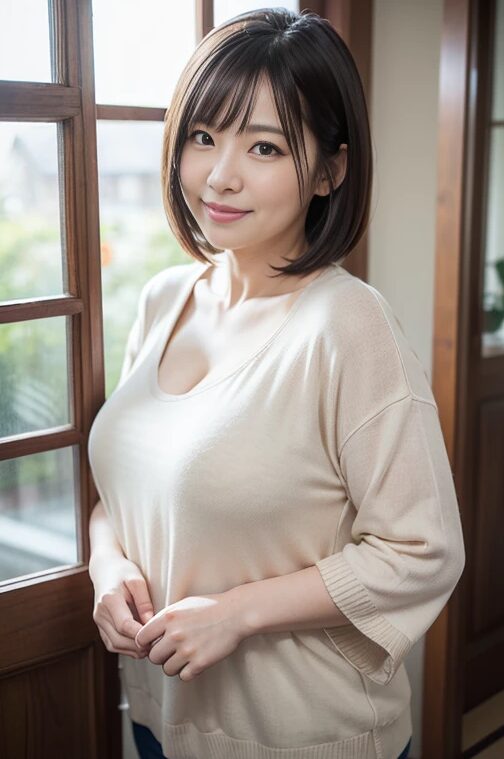 巨乳人妻熟女の普段着姿【AI画像】32